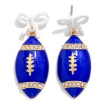 Wholesale d Enamel Football Bow Post Drop Earrings Rhinestone Details L