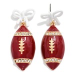 Wholesale d Enamel Football Bow Post Drop Earrings Rhinestone Details L