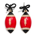 Wholesale d Enamel Football Bow Post Drop Earrings Rhinestone Details L