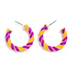Wholesale twisted Two Enamel Hoop Earrings D