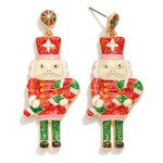 Wholesale glitter Enamel Nutcracker Post Drop Earrings L