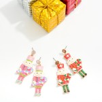 Wholesale glitter Enamel Nutcracker Post Drop Earrings L