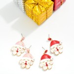Wholesale enamel Christmas Santa Drop Earrings Glitter Pearls L