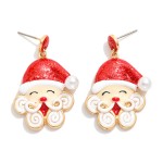 Wholesale enamel Christmas Santa Drop Earrings Glitter Pearls L