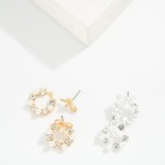 Wholesale pearl Rhinestone Wreath Post Drop Earrings L