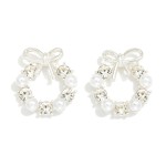 Wholesale pearl Rhinestone Wreath Post Drop Earrings L