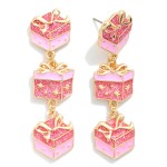Wholesale linked Enamel Christmas Present Post Drop Earrings L
