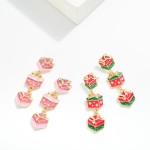 Wholesale linked Enamel Christmas Present Post Drop Earrings L