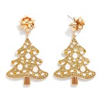 Wholesale enamel Christmas Tree Earrings Metal Bow Post Drop Glitter Rhinestone