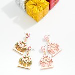 Wholesale acetate Gingerbread House Drop Earring Rhinestone Glitter Details Pepp