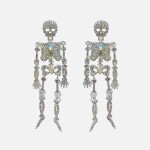 Rhinestone Studded Metal Skeleton Post Drop Earrings 

- Approximately 2.75" L