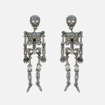 Rhinestone Studded Metal Skeleton Post Drop Earrings 

- Approximately 2.75" L