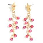 Wholesale beaded Twisted Christmas Light Post Drop Earrings Metal Star Post L