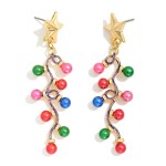 Wholesale beaded Twisted Christmas Light Post Drop Earrings Metal Star Post L