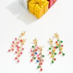 Wholesale beaded Twisted Christmas Light Post Drop Earrings Metal Star Post L