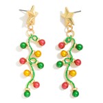 Wholesale beaded Twisted Christmas Light Post Drop Earrings Metal Star Post L