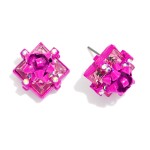 Wholesale metal Present Stud Post Drop Earring Rhinestones Metal Bow D