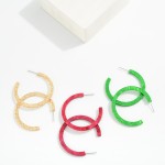 Wholesale glitter Acetate Flat Hoop Earrings D