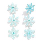 Wholesale linked Glittery Christmas Snowflake Post Drop Earrings Rhinestones L