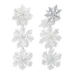 Wholesale linked Glittery Christmas Snowflake Post Drop Earrings Rhinestones L