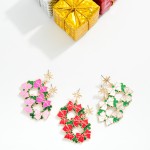Wholesale enamel Christmas Wreath Bows Drop Earring Star Post Drop L