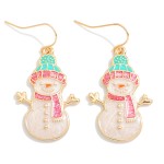 Wholesale enamel Metal Snowman Drop Earrings L