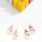 Wholesale enamel Metal Snowman Drop Earrings L