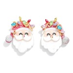 Wholesale glitter Acetate Santa Post Drop Earrings Rhinestone Detail L