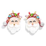 Wholesale glitter Acetate Santa Post Drop Earrings Rhinestone Detail L