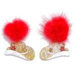 Wholesale glittery Acetate Western Hat Drop Earrings Pompom Post Drop L