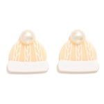 Wholesale acetate Beanie Post Drop Earrings Pearl L