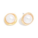 Wholesale metal Post Stud Earrings Metallic Ball Gold Frame D