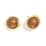 Wholesale metal Post Stud Earrings Metallic Ball Gold Frame D