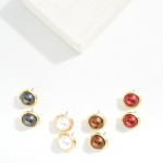 Wholesale metal Post Stud Earrings Metallic Ball Gold Frame D