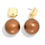 Wholesale metal Squared Post Drop Earring Metallic Ball L