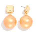 Wholesale metal Squared Post Drop Earring Metallic Ball L