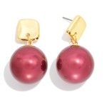 Wholesale metal Squared Post Drop Earring Metallic Ball L