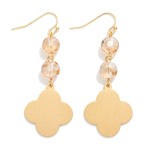 Wholesale linked Glass Bead Metal Clover Drop Earrings L