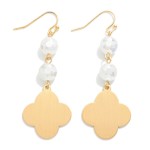 Wholesale linked Glass Bead Metal Clover Drop Earrings L