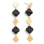 Wholesale linked Glass Crystal Clover Drop Earring Clover Post L