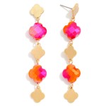 Wholesale linked Glass Crystal Clover Drop Earring Clover Post L