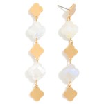 Wholesale linked Glass Crystal Clover Drop Earring Clover Post L