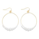 Wholesale metal Wire Hoop Drop Earrings Beaded Pearls Detail L