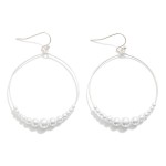 Wholesale metal Wire Hoop Drop Earrings Beaded Pearls Detail L