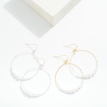 Wholesale metal Wire Hoop Drop Earrings Beaded Pearls Detail L