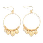 Wholesale metal Wire Drop Hoop Earrings Metal Beads Heart Charms L