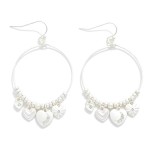 Wholesale metal Wire Drop Hoop Earrings Metal Beads Heart Charms L