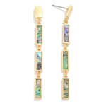 Wholesale metal Linked Pearlescent Rectangular Drop Earrings L