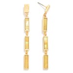Wholesale metal Linked Pearlescent Rectangular Drop Earrings L