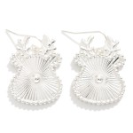 Wholesale metal Reindeer Drop Earring Textured Ridged Pattern Beaded Border L